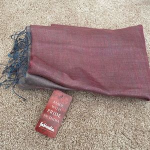 Indian Stole Silk Scarf Woven Reversible Ekko Magenta/Groan Made In India